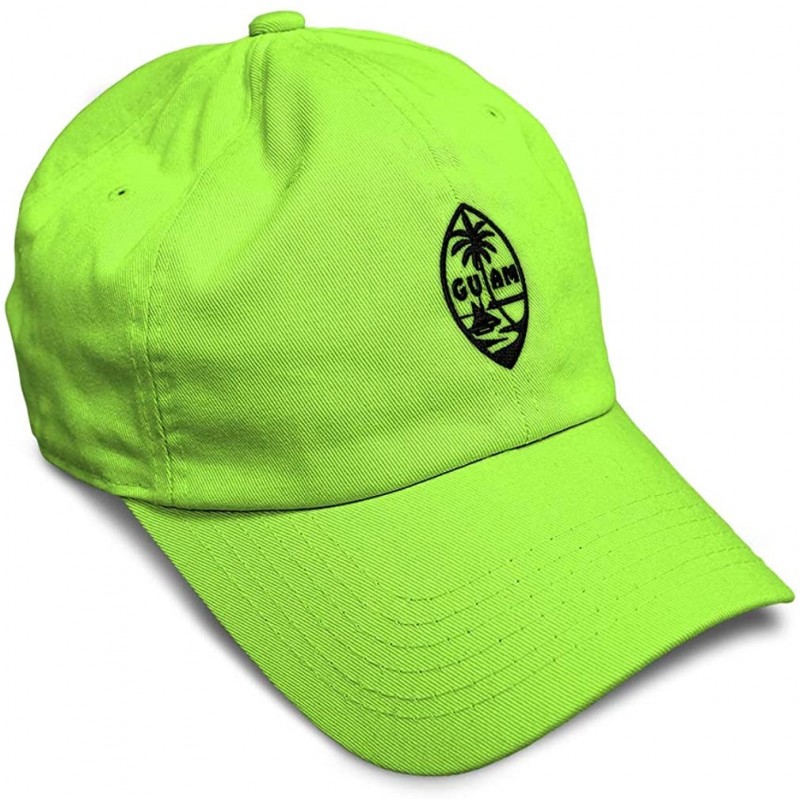 Baseball Caps Custom Soft Baseball Cap Seal of Guam Embroidery Cotton Dad Hats for Men & Women - Lime - CA18TKENZHG $26.63