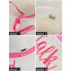 Sun Hats Children's Weaved Crushable Beach Embroidered Quote Flop Brim Sun Hat - Beach Baby in White - CY18E6N9ZXQ $25.68