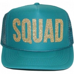 Baseball Caps Squad Trucker Hat - Caribbean Jade and Glitter Gold - CL12N76UGAD $35.98