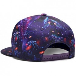 Baseball Caps Purple Galaxy Snapback Hat Unisex Trucker Hat Hip Hop Plaid Flat Bill Brim Adjustable Baseball Cap - Colorful -...