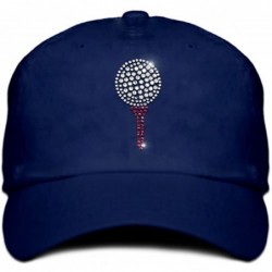 Baseball Caps Ladies Cap with Bling Rhinestone Design of Golf Ball and Tee - Navy - CT183GOH0SR $49.58