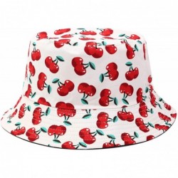 Bucket Hats Unisex Reversible Packable Bucket Hat Sun hat for Men Women - Cherry White - CN18U57E4GZ $29.45