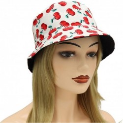 Bucket Hats Unisex Reversible Packable Bucket Hat Sun hat for Men Women - Cherry White - CN18U57E4GZ $18.41