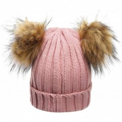 Skullies & Beanies Women's Winter Cable Knit Beanie Hat Soft Warm Ski Cuff Skull Cap Cute Faux Fur Pom Pom Christmas Hats - P...