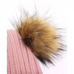 Skullies & Beanies Women's Winter Cable Knit Beanie Hat Soft Warm Ski Cuff Skull Cap Cute Faux Fur Pom Pom Christmas Hats - P...