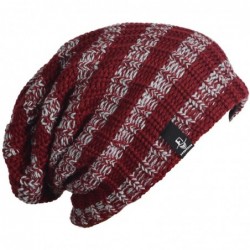 Skullies & Beanies Mens Slouchy Long Oversized Beanie Knit Cap for Summer Winter B08 - Claret With Grey - C012M7EXW6R $27.14