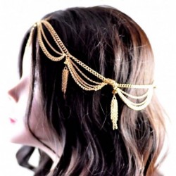 Headbands Women's Bohemian Fashion Head Chain Jewelry - 4 Draping Chain Strand Faceted Bead Charm- Gold-Tone - Gold-Tone - C1...