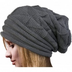 Skullies & Beanies Women's Winter Beanie Knit Crochet Ski Hat Oversized Cap Hat Warm - Gray - CT1206XZPDJ $22.37
