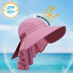 Sun Hats Safari Sun Hats for Women Fishing Hiking Cap with Neck Flap Wide Brim Hat - 3dark Pink - C218ESH3EY9 $17.57