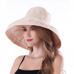 Bucket Hats Women Wide Brim Sun Hats Foldable UPF 50+ Sun Protective Bucket Hat - Pure Beige - C9196SOYCRN $30.57
