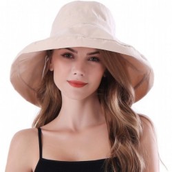Bucket Hats Women Wide Brim Sun Hats Foldable UPF 50+ Sun Protective Bucket Hat - Pure Beige - C9196SOYCRN $30.57