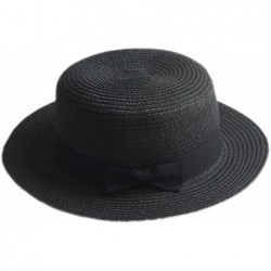 Sun Hats Adult Boater Caps Straw Hats - Black - CU12E1V41OL $21.12