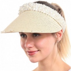 Sun Hats Women Sun Visor Hats Beach - Foldable Roll Up Wide Brim Bowknot Summer Straw Hat Cap Cruise wear for Womens - CL18RO...