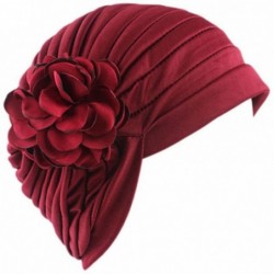 Skullies & Beanies Women Muslim Indian Chemo Hat Stretch Flower Turban Cap Hair Loss Scarf Headwear - Wine Red - C5187W20X6K ...