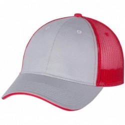 Baseball Caps Sandwich Trucker Cap - Grey/ Red - CX18KMRKY6S $19.92