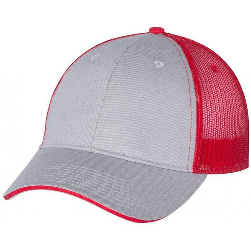 Baseball Caps Sandwich Trucker Cap - Grey/ Red - CX18KMRKY6S $12.84