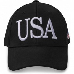 Baseball Caps USA Baseball Cap Polo Style Buckle Adjustable Embroidered Dad Hat American Flag for Men and Women Black - CU18S...