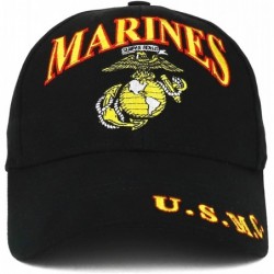 Baseball Caps Officially Licensed US Marine Corps Veteran Embroidered Cotton Baseball Cap - Black - CP18O9K7MCN $26.02