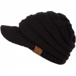 Visors Hatsandscarf Exclusives Women's Ribbed Knit Hat with Brim (YJ-131) - Black Amz - CC18NULEGUY $27.97