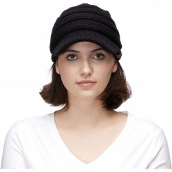 Visors Hatsandscarf Exclusives Women's Ribbed Knit Hat with Brim (YJ-131) - Black Amz - CC18NULEGUY $20.34