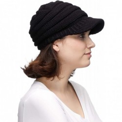 Visors Hatsandscarf Exclusives Women's Ribbed Knit Hat with Brim (YJ-131) - Black Amz - CC18NULEGUY $20.34