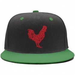 Baseball Caps Animal Rooster Papercut Unisex Hip-Hop Caps Vintage Snapbacks - Green - C818D6OZS2C $29.37