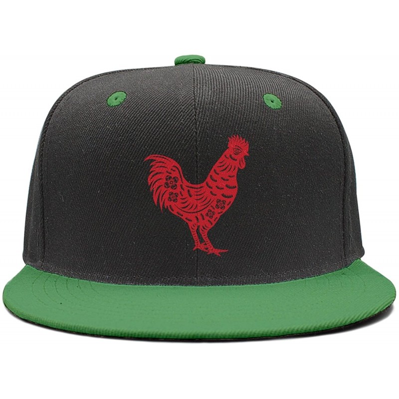Baseball Caps Animal Rooster Papercut Unisex Hip-Hop Caps Vintage Snapbacks - Green - C818D6OZS2C $17.35