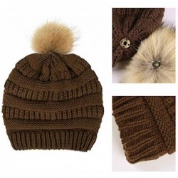 Skullies & Beanies Women's Winter Knitted Beanie Hat Skull Ski Cap Pompom Slouchy Knitted Hat Cable Knit with Warm Thick Flee...