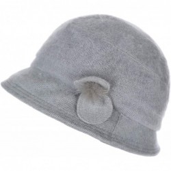 Skullies & Beanies Women's Rabbit Beanie Winter Hat Short Brim Bucket Vintage Hat Flower Accent - Grey - C418L8EHHN5 $30.15