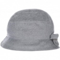 Skullies & Beanies Women's Rabbit Beanie Winter Hat Short Brim Bucket Vintage Hat Flower Accent - Grey - C418L8EHHN5 $20.50