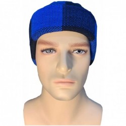 Skullies & Beanies Comfortable Unisex Beanie Warm- Stretchy & Soft Stylish & Trendy Knit hat - Navy Check - CE192HE4ASH $12.76