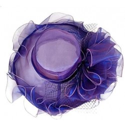Sun Hats Womens Tea Party Church Derby Flower Organza Hat - 3-purple - CA18OWMIC3C $26.86