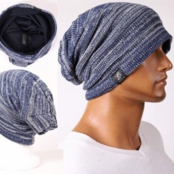 Skullies & Beanies Mens Slouchy Long Oversized Beanie Knit Cap for Summer Winter B08 - B50010-blue With Grey - C318MDH0W2Q $2...