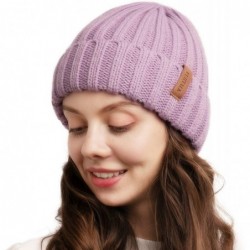 Skullies & Beanies Winter Beanie for Women Fleece Lined Warm Knitted Skull Cap Winter Hat - 10-fog Purple - CL18UZQSONK $17.24