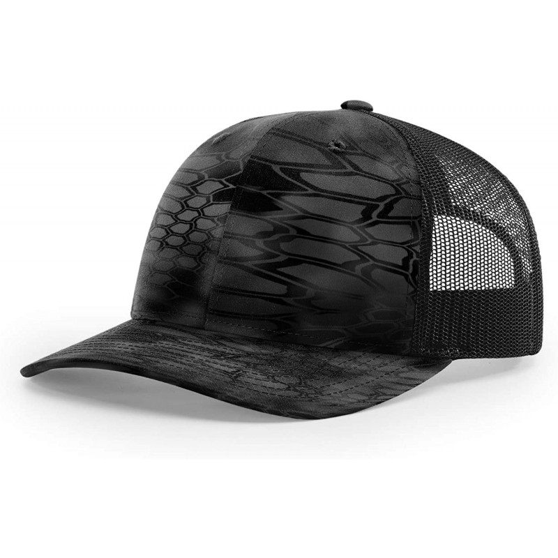 Baseball Caps Richardson 112 112P Trucker Mesh Snapback Hat Curved Bill with NoSweat Hat Liner - Kryptek Typhon/Black - CW18O...