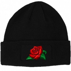 Skullies & Beanies Custom Patch Beanie Rose Flower A Embroidery Skull Cap Hats for Men & Women - Black - CS186H6HHDY $23.30