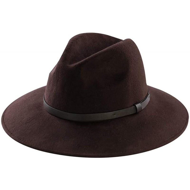 Fedoras Wide Brim Wool Fedora Hat Men Women Felt Hats Outback Panama Crushable Caps Great - Brown - CM18I9DDCL7 $23.31