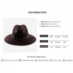 Fedoras Wide Brim Wool Fedora Hat Men Women Felt Hats Outback Panama Crushable Caps Great - Brown - CM18I9DDCL7 $23.31