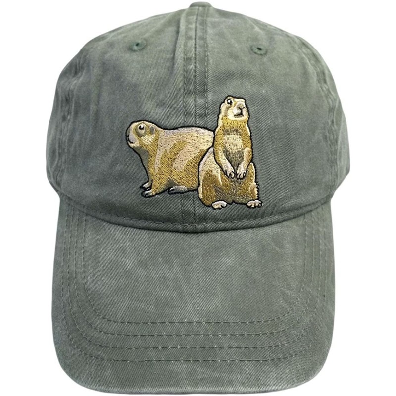 Baseball Caps Embroidered Wildlife Prairie Dog Baseball Cap Khaki - CP12FL8FLFL $25.08