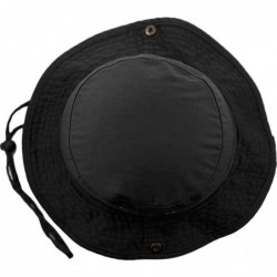 Bucket Hats Unisex Washed Cotton Bucket Hat Summer Outdoor Cap - (2. Boonie With Chin Strap) Black - C311JEB15HP $14.26