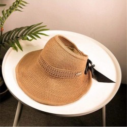Sun Hats Ladies Women Wide Brimmed Floppy Hat Foldable Straw Flower Beach Hat - E - CR18SWCI6ZL $16.03