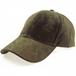 Sun Hats Classic Faux Leather Suede Adjustable Plain Baseball Cap - 2 Olive - CV12NH9CKB1 $19.48