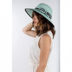 Sun Hats Women's Vintage Classic Derby Panama Hat Floppy Wide Brim Summer Style Beach Hat - Skyblue - C512GSPN82T $25.70