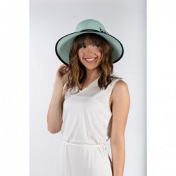 Sun Hats Women's Vintage Classic Derby Panama Hat Floppy Wide Brim Summer Style Beach Hat - Skyblue - C512GSPN82T $25.70