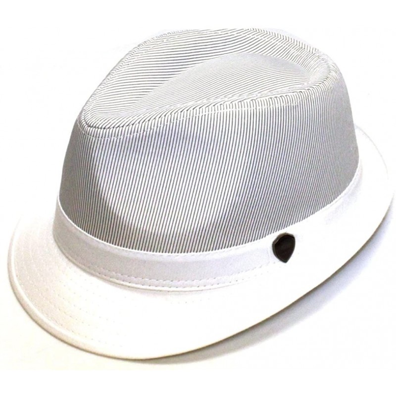 Fedoras Pmt500 Pin Stripe with Solid Band Fedora - White - C5119O35OCF $43.14