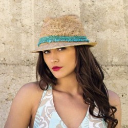 Sun Hats Tahiti Trilby - Two-Toned Sun Hat- Packable- Adjustable- Modern Style- Designed in Australia - Turquoise - CI11FDAH7...