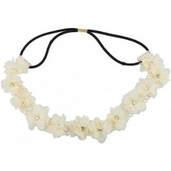 Headbands White Floral Flower Crystal Lace Stretch Headband - CR1290XYWCB $20.19