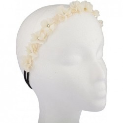 Headbands White Floral Flower Crystal Lace Stretch Headband - CR1290XYWCB $18.48