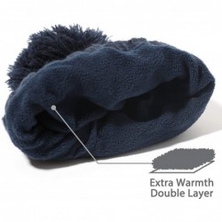 Skullies & Beanies Baby Unisex Boy Girl Cable Knit Chunky Pom Fleece Lining Beanie Hat - Navy - CP18LL77MII $16.80