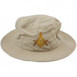 Baseball Caps Gold Square & Compass Embroidered Masonic Guide Boonie Hat - Khaki - C511S4J0OEX $44.52